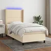 Image de vidaXL Boxspring met matras en LED stof cràmekleurig 100x200 cm3138218
