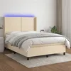 Image de vidaXL Boxspring met matras en LED stof cràmekleurig 140x190 cm3138234