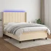 Image de vidaXL Boxspring met matras en LED stof cràmekleurig 140x190 cm3138314