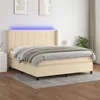 Image de vidaXL Boxspring met matras en LED stof cràmekleurig 160x200 cm3138330