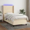 Image de vidaXL Boxspring met matras en LED stof cràmekleurig 80x200 cm3138354