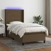 Image de vidaXL Boxspring met matras en LED stof donkerbruin 100x200 cm3138376