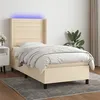 Image de vidaXL Boxspring met matras en LED stof cràmekleurig 100x200 cm3138378