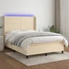 Image de vidaXL Boxspring met matras en LED stof cràmekleurig 140x190 cm3138394