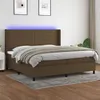 Image de vidaXL Boxspring met matras en LED stof donkerbruin 200x200 cm3138424