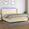 Image de vidaXL Boxspring met matras en LED stof cràmekleurig 200x200 cm3138426
