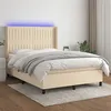 Image de vidaXL Boxspring met matras en LED stof cràmekleurig 140x200 cm3138482