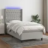 Image de vidaXL Boxspring met matras en LED stof lichtgrijs 90x190 cm3138517
