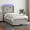 Image de vidaXL Boxspring met matras en LED stof lichtgrijs 90x200 cm3138525
