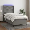 Image de vidaXL Boxspring met matras en LED stof donkergrijs 100x200 cm3138534