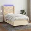 Image de vidaXL Boxspring met matras en LED stof cràmekleurig 100x200 cm3138538