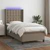 Image de vidaXL Boxspring met matras en LED stof taupe 80x200 cm3138593