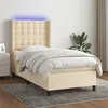 Image de vidaXL Boxspring met matras en LED stof cràmekleurig 80x200 cm3138594