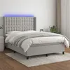 Image de vidaXL Boxspring met matras en LED stof lichtgrijs 140x200 cm3138637