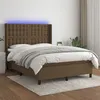 Image de vidaXL Boxspring met matras en LED stof donkerbruin 140x200 cm3138640