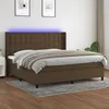 Image de vidaXL Boxspring met matras en LED stof donkerbruin 200x200 cm3138664