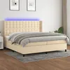 Image de vidaXL Boxspring met matras en LED stof cràmekleurig 200x200 cm3138666
