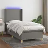 Image de vidaXL Boxspring met matras en LED stof donkergrijs 90x200 cm3138686