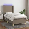 Image de vidaXL Sommier à Lattes de Lit avec Matelas et LED, Lit Rembourré, Lit Simple, Lit Adulte de Chambre à Coucher Intérieur, Moderne, Taupe 90x200 cm Tissu