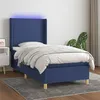 Image de vidaXL Boxspring met matras en LED stof blauw 100x200 cm3138699