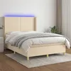 Image de vidaXL Boxspring met matras en LED stof cràmekleurig 140x190 cm3138714