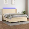 Image de vidaXL Boxspring met matras en LED stof cràmekleurig 160x200 cm3138730