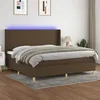 Image de vidaXL Boxspring met matras en LED stof donkerbruin 200x200 cm3138744