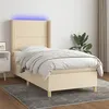 Image de vidaXL Boxspring met matras en LED stof cràmekleurig 100x200 cm3138778