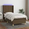Image de vidaXL Boxspring met matras en LED stof donkerbruin 80x200 cm3138848