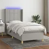 Image de vidaXL Boxspring met matras en LED stof lichtgrijs 100x200 cm3138853