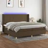 Image de vidaXL Boxspring met matras en LED stof donkerbruin 200x200 cm3138904