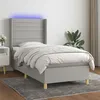 Image de vidaXL Boxspring met matras en LED stof lichtgrijs 90x200 cm3138925
