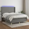 Image de vidaXL Boxspring met matras en LED stof donkergrijs 140x200 cm3138958