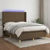 Image de vidaXL Boxspring met matras en LED stof donkerbruin 140x200 cm3138960