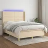 Image de vidaXL Boxspring met matras en LED stof cràmekleurig 140x200 cm3138962