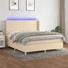 Image de vidaXL Boxspring met matras en LED stof cràmekleurig 160x200 cm3138970