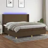 Image de vidaXL Boxspring met matras en LED stof donkerbruin 200x200 cm3138984
