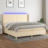 Image de vidaXL Boxspring met matras en LED stof cràmekleurig 200x200 cm3138986