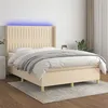 Image de vidaXL Boxspring met matras en LED stof cràmekleurig 140x190 cm3139034