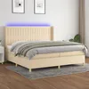 Image de vidaXL Boxspring met matras en LED stof cràmekleurig 200x200 cm3139066