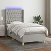 Image de vidaXL Boxspring met matras en LED stof lichtgrijs 80x200 cm3139069