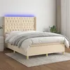 Image de vidaXL Boxspring met matras en LED stof cràmekleurig 140x190 cm3139114