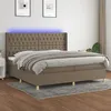 Image de vidaXL Boxspring met matras en LED stof taupe 200x200 cm3139145