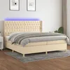 Image de vidaXL Boxspring met matras en LED stof cràmekleurig 200x200 cm3139146