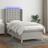 Image de vidaXL Boxspring met matras en LED stof lichtgrijs 90x190 cm3139157