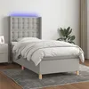 Image de vidaXL Boxspring met matras en LED stof lichtgrijs 90x200 cm3139165
