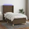 Image de vidaXL Boxspring met matras en LED stof donkerbruin 100x200 cm3139176