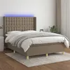 Image de vidaXL Boxspring met matras en LED stof taupe 140x190 cm3139193