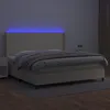 Image de Sommier à lattes de lit matelas LED Crème 200x200 cm Similicuir