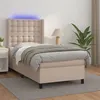 Image de vidaXL Boxspring met matras en LED kunstleer cappuccinokleur 80x200 cm3139354